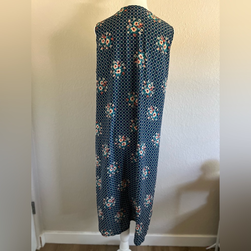 LULAROE JOY Floral Printed Long Kimono Vest EUC - Picture 4 of 12